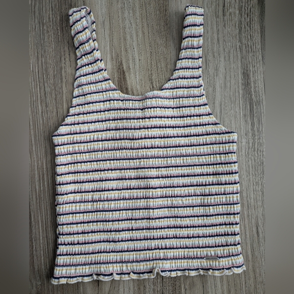 Hollister Striped Scrunched Cropped Tank Top XS - Picture 1 of 5